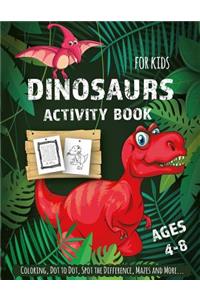 Dinosaur Activity Book for Kids Ages 4-8