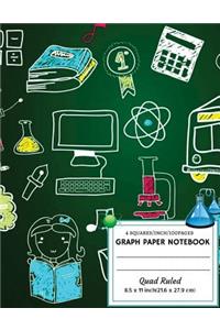Graph Paper Notebook: Squared Graphing Paper: 4 Squares Per Inch * Blank Quad Ruled * Large (8.5