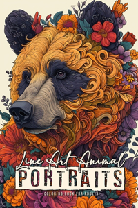Line Art Animal Portraits Coloring Book for Adults