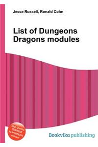 List of Dungeons Dragons Modules