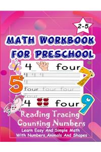 Math Workbook for Preschool Reading Tracing Counting Numbers