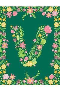 Floral Initial V Monogram Journal