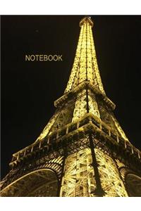 Notebook. Eiffel Tower Cover. Composition Notebook. College Ruled. 8.5 x 11. 120 Pages.