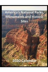 2020 America National Parks, Monuments and Historic Sites Calendar