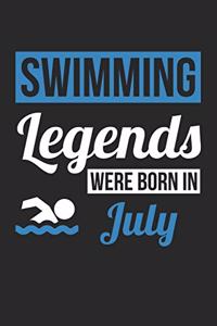 Swimming Legends Were Born In July - Swimming Journal - Swimming Notebook - Birthday Gift for Swimmer