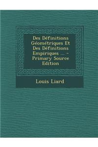 Des Definitions Geometriques Et Des Definitions Empiriques ...