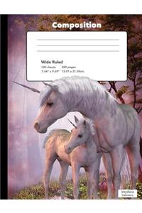 Magical Starlight Unicorn Composition Book Wide Rule Writing Paper Notebook