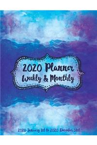 2020 Planner Weekly and Monthly Jan 1, 2020 to Dec 31, 2020 Blue Wave