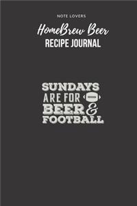 Sundays Are For Beer & Football - Homebrew Beer Recipe Journal