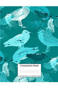 Composition Book 100 Sheets/200 Pages/8.5 X 11 In. Wide Ruled/ Green Seagulls