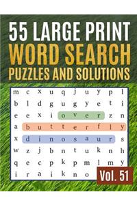 55 Large Print Word Search Puzzles and Solutions