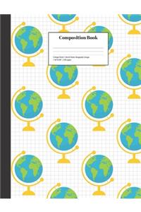 Composition Book College-Ruled World Globe Geography Design