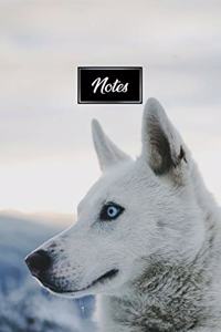 Siberian Husky Huskies Dog Pup Puppy Doggie Notebook Bullet Journal Diary Composition Book Notepad - Snowy Mountain