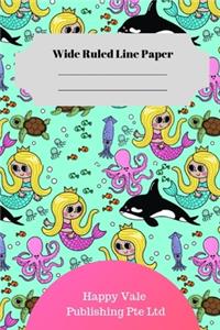 Cute Mermaid Theme Wide Ruled Line Paper