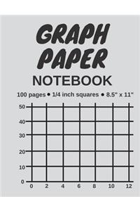 Graph Paper Notebook - 100 pages, 1/4 inch squares, 8.5