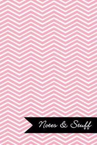 Notes & Stuff Lined Notebook With Pale Pink Chevron Pattern Cover