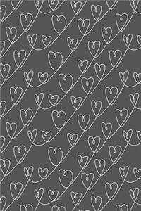 Bullet Journal Notebook White Scribbly Hearts Pattern 8: 112 Page Numbered Graph Style Grid Bullet Journal with Index Pages and Key Pages in Portable 6 X 9 Size.