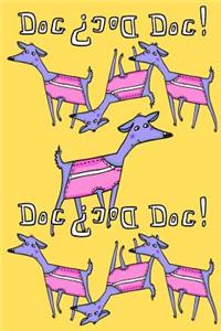 Journal Notebook For Dog Lovers, Purple Dogs in a Row 1