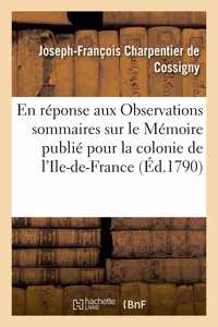 Notes Sommaires En Réponse Aux Observations Sommaires