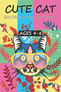 Cute Cat Coloring Book for Kids Ages 4-8