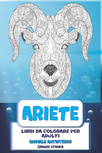 Libri da colorare per adulti - Grande stampa - Animale antistress - Ariete