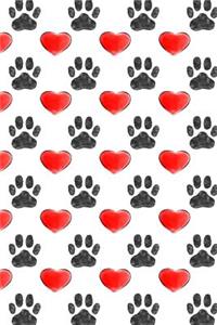 Dog Paws And Red Hearts Painting Pattern