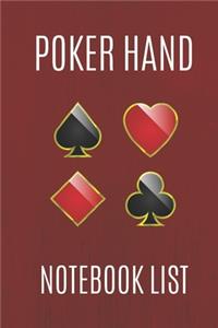 Poker Hand Notebook List