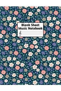 Blank Sheet Music Notebook: Easy Blank Staff Manuscript Book Large 8.5 X 11 Inches Musician Paper Wide 12 Staves Per Page for Piano, Flute, Violin, Guitar, Trumpet, Drums, Cell