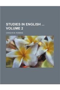 Studies in English Volume 2