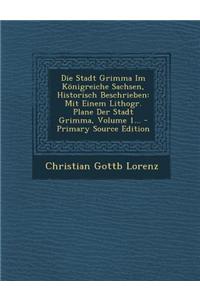 Die Stadt Grimma Im Konigreiche Sachsen, Historisch Beschrieben: Mit Einem Lithogr. Plane Der Stadt Grimma, Volume 1...