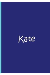 Kate - Blue Personalized Journal / Notebook / Blank Lined Pages / Soft Matte