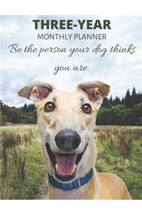 Three Year Monthly Planner Starting 2020 Agenda with Weekly Plan Space - Best Gift For Dog Owner - Funny Greyhound Appointment Book for 2021 & 2022
