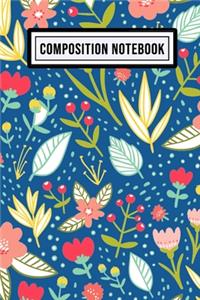 Floral Wide Ruled Composition Notebook