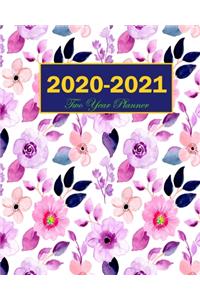 2020-2021 Two Year Planner: Floral Watercolor 2 Calendar Years 24 Months Agenda Planner - Two-Year Monthly Organizer for Goals, Tasks, Notes & More