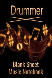 Drummer Blank Sheet Music Notebook
