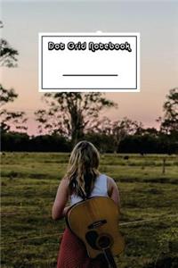 Dot Grid Notebook: Girl with Guitar in Field Notebook - Beautiful 100-Page Dotted Bullet Work Book to Write in - Stylish 6 X 9 Dot Journal (Music Notebooks)