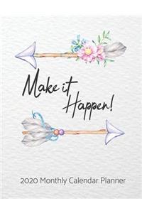 2020 Monthly Calendar Planner Make It Happen