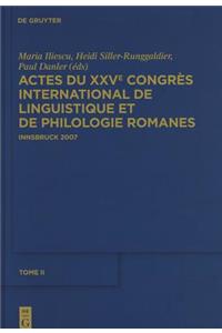 Actes du XXVe Congrès International de Linguistique et de Philologie Romanes, Tome II