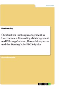Überblick zu Leistungsmanagement in Unternehmen. Controlling als Management- und Führungsfunktion, Kennzahlensysteme und der Deming'sche PDCA-Zyklus