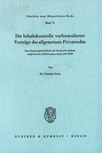 Die Inhaltskontrolle Vorformulierter Vertrage Des Allgemeinen Privatrechts