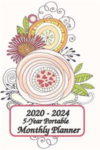 2020 - 2024 5-Year Portable Monthly Planner 6x9
