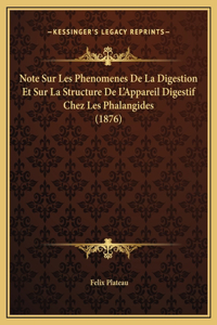 Note Sur Les Phenomenes De La Digestion Et Sur La Structure De L'Appareil Digestif Chez Les Phalangides (1876)