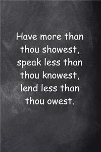 Shakespeare Quote Journal King Lear Have More Showest Chalkboard