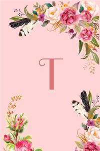 Monogram Initial Letter T Notebook for Women and Girls
