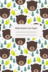 Cute Sleep Bear Theme Wide Ruled Line Paper