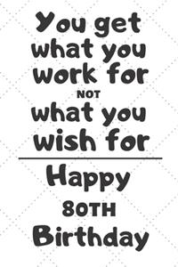 You get what you work for not what you wish for Happy 80th Birthday