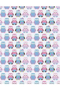 Owls Cute Pink Blue Notebook - Wide Ruled