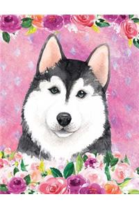 My Big Fat Journal Notebook For Dog Lovers Husky In Flowers 3