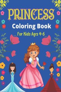 PRINCESS Coloring Book For Kids Ages 4-6