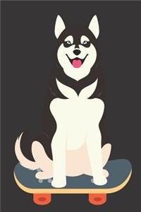 Siberian Husky Dog Skateboarding Notebook Journal